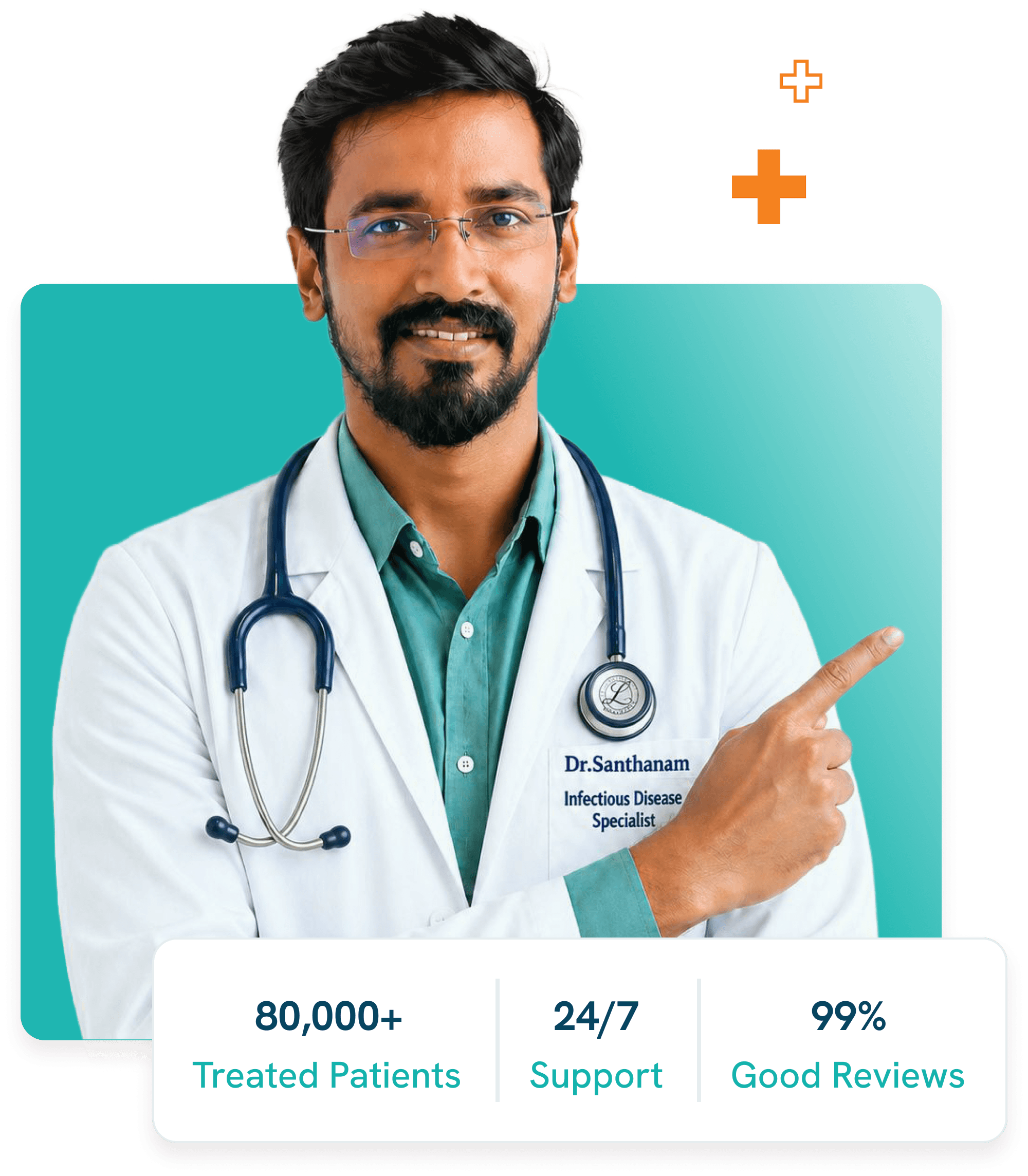 Dr. Santhanam N, Infectious Disease Specialist — portrait with care highlights